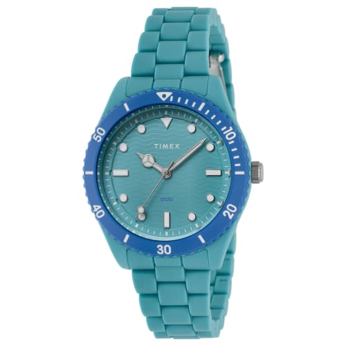 TIMEX Trend Unisex Watch TW2Y04700 Quartz Movement, 30M Water Resistance, Mineral Glass, Light Blue Dial, Plastic