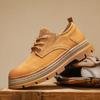 [Thick sole heightening] Tooling shoes men's spring low-top rhubarb boots lightweight casual leather Martin boots men's