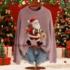 Women's Fashion Christmas Print Pullover Long-Sleeve  Neck Knit Sweater Top