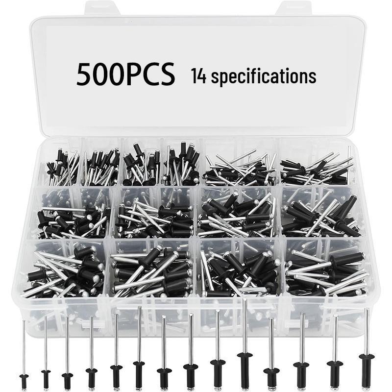 

500-Piece Pop Rivet Fasteners Set for Construction & Metalworking 500PCS Silver Pop Rivets Box Set