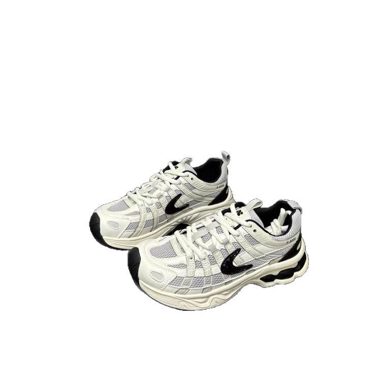 Leather mesh breathable dad shoes women's 2025 summer new versatile light color matching comfortable casual sports shoes women