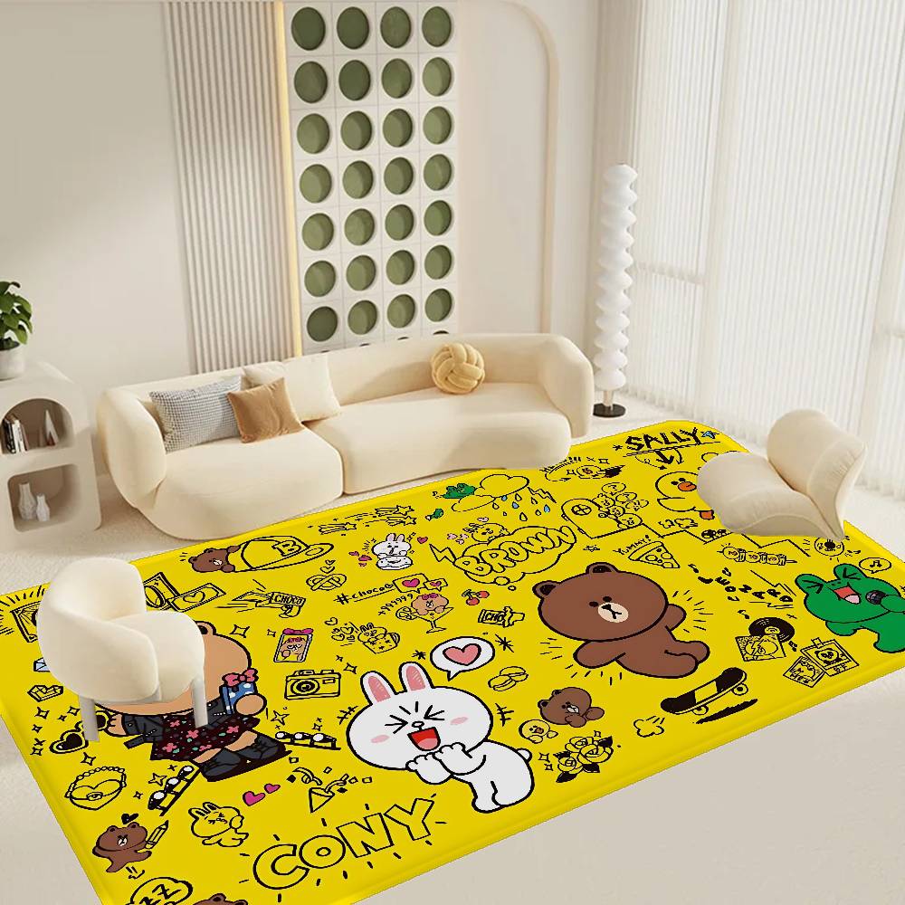 Lines Friends Brown Bear Bathroom Mat INS Style Soft Bedroom Floor House Laundry Room Mat Anti-skid Welcome Doormat