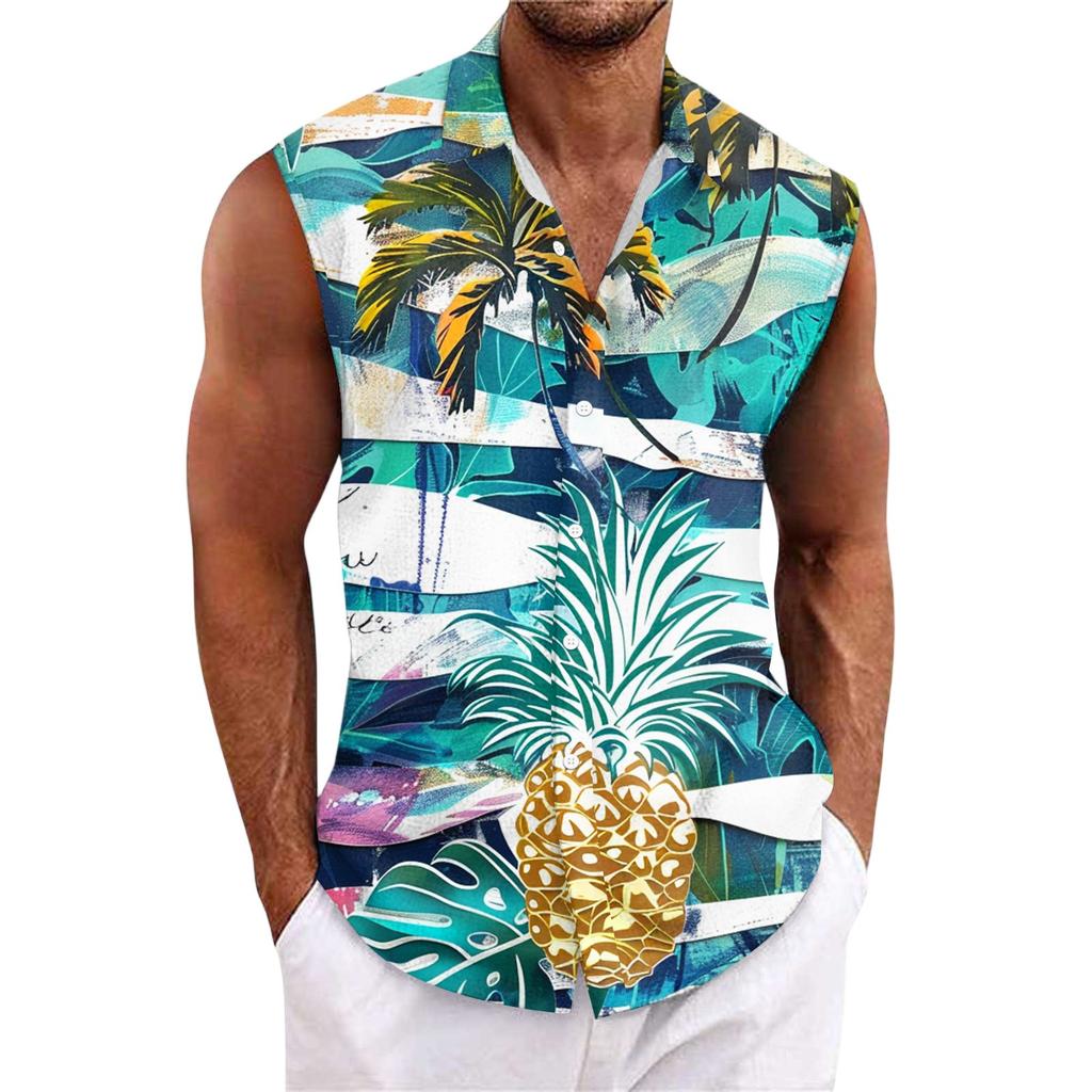 Herrskjorta med Hawaii-mönster och knappar