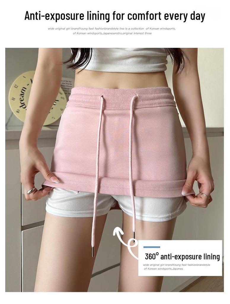 2025 Sporty A-Line Drawstring Midi Skort for Women