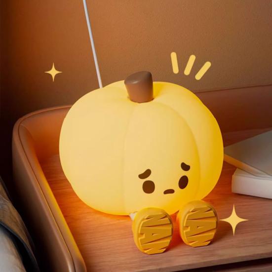Halloween Pumpkin Night Light Soft Glow Timer Function Cordless Rechargeable Dimmable Silicone Bedside Lamp Party Decor