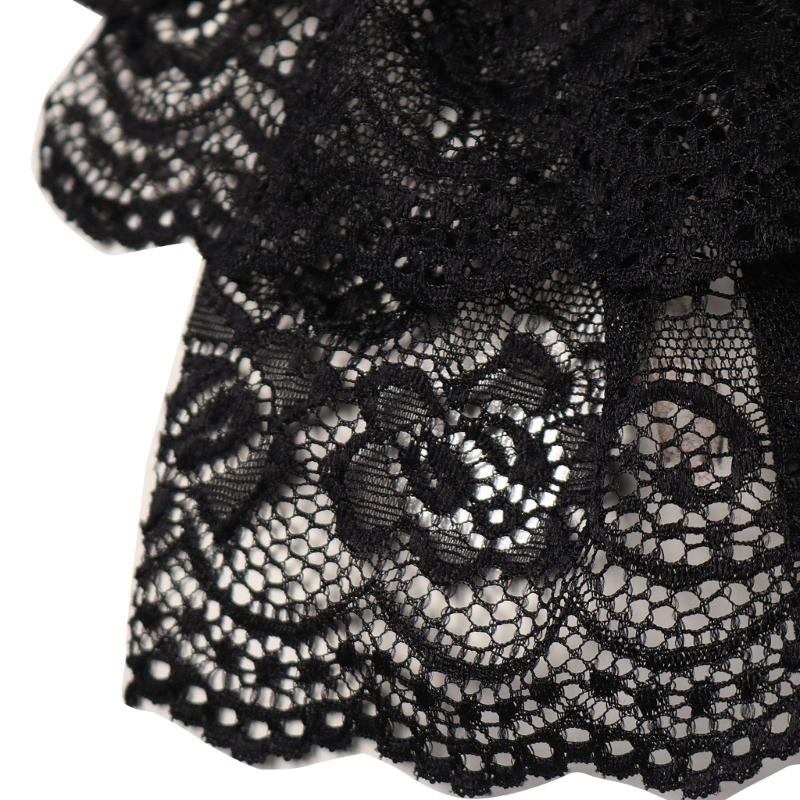 Viktorianisches Kolonial-Jabot-Kragen, mittelalterliches Kostüm, abnehmbarer Rüschenkragen aus Spitze mit viktorianischer Kristallkrawatte