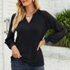 Women's  And Winter Casual Tops Shirts Lace Stitching Long Sleeve V-Neck T-Shirts