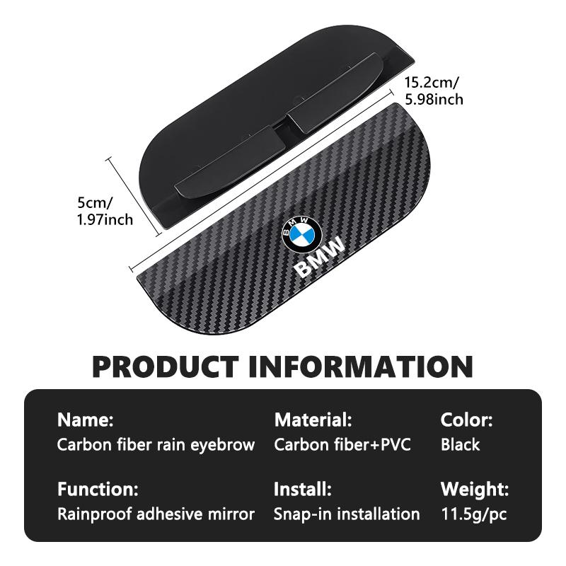 TIIU6 2Pcs Car Carbon Fiber Rearview Mirror Rain Eyebrow Stickers For BMW M Sport M2 M3 M4 M5 M6 E46 E90 E60 F10 F20 E87 X3 X6