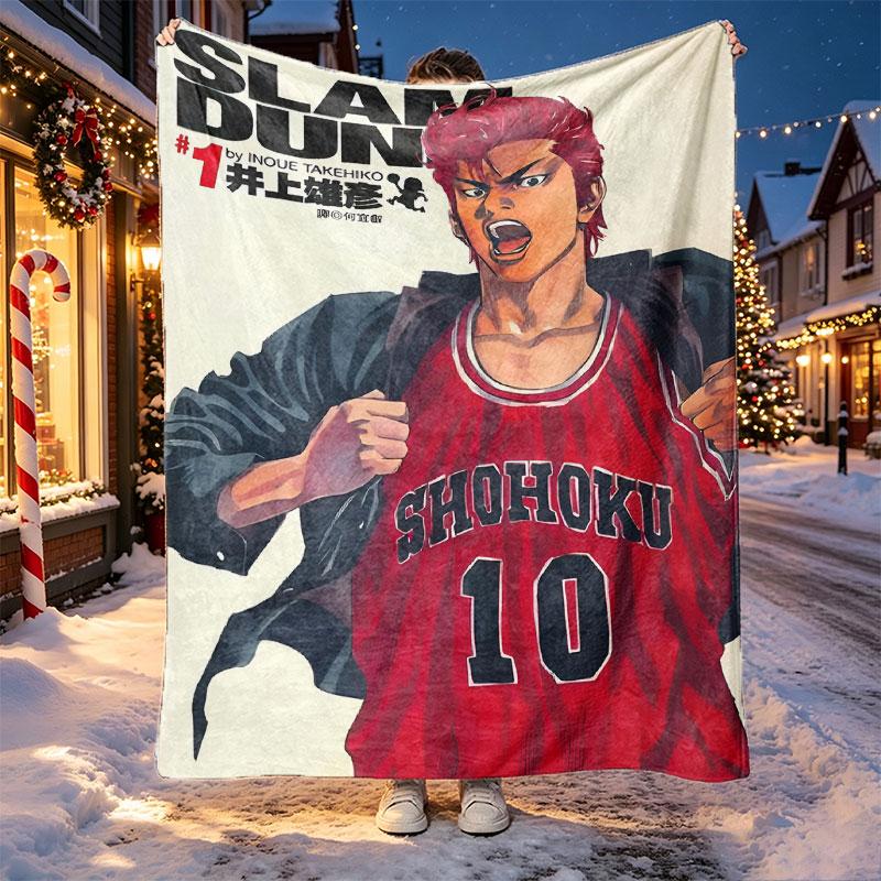 SLAM DUNK Pattern Blanket for Home Decoration, Bed, Sofa, Car Travel, Camping, Suitable for All Seasons, Birthday Christmas Gift