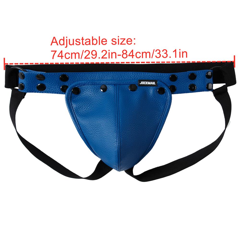 Jockstraps JOCKMAIL One Size Specification Adjustable Waist Size G-string Imitation Leather Removable Scrotal Pouch Fashionable Men's Thong Underwear