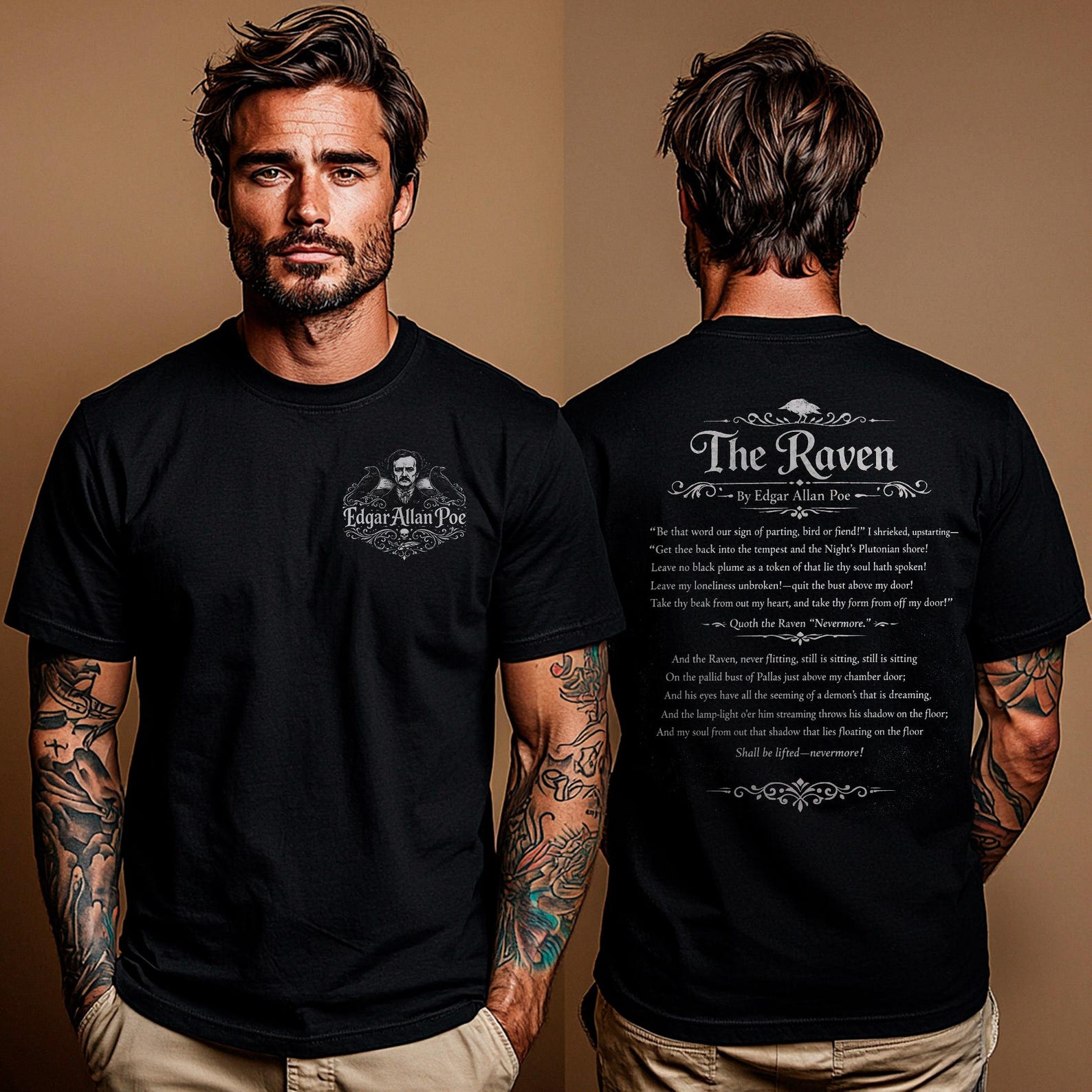 Edgar Allan Poe Shirt: The Raven T-Shirt | Gothic Literature Unisex Tee | Dark Academia Shirt | Gothic Poem | Book Lover Gift for Poe Fan S
