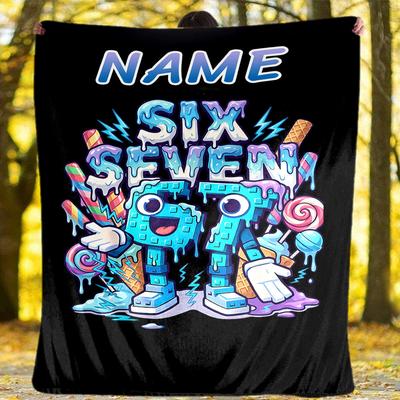 Six Seven Ice Cream Monster Outdoor Customize Your Name Blanket Soft Lightweight Cozy Allseason Multiuse Travel Camping Picnic Sofa Office Bed Living