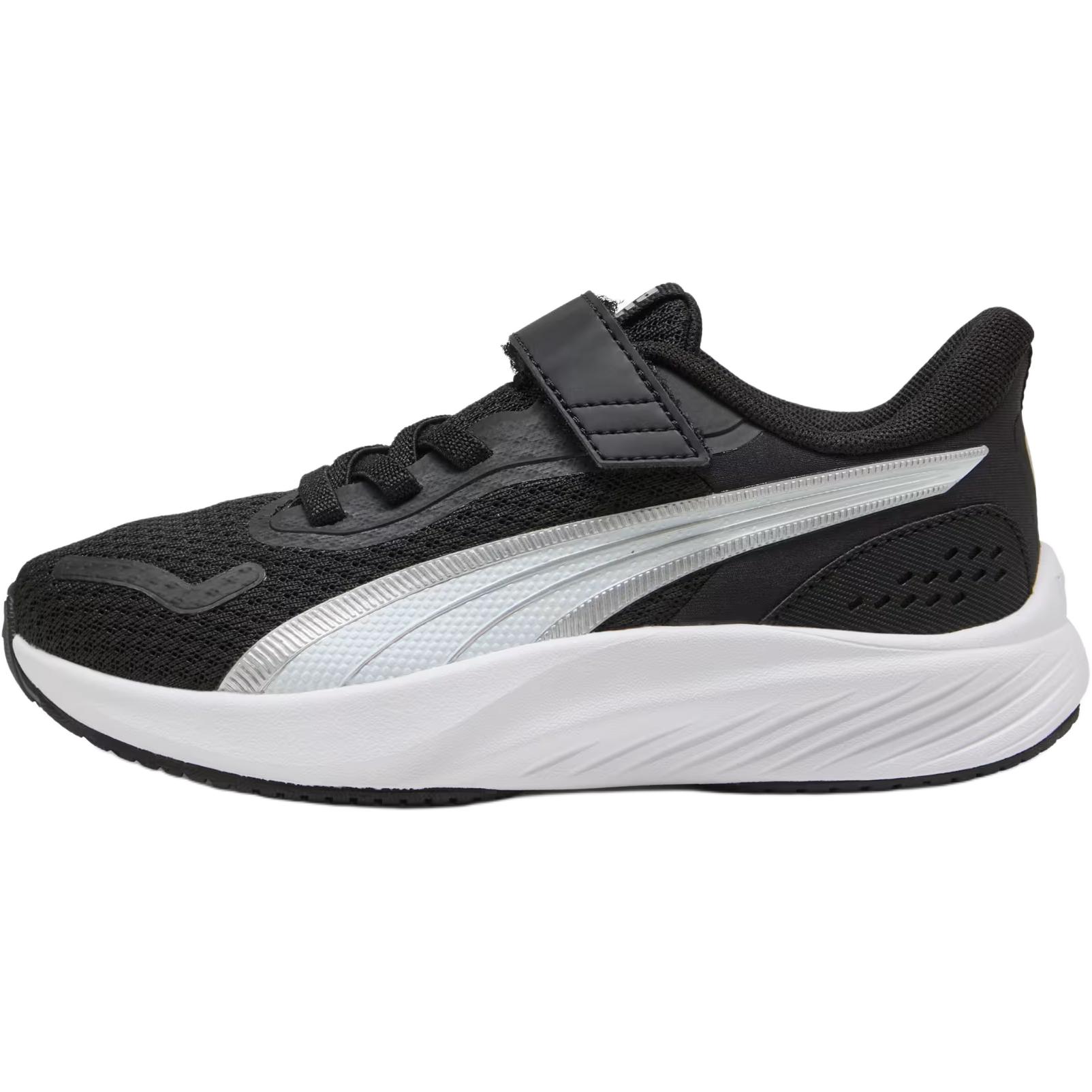 

Puma Pounce Lite AC+ Little Kid Black White Silver Kids Sneakers 311650-01 32