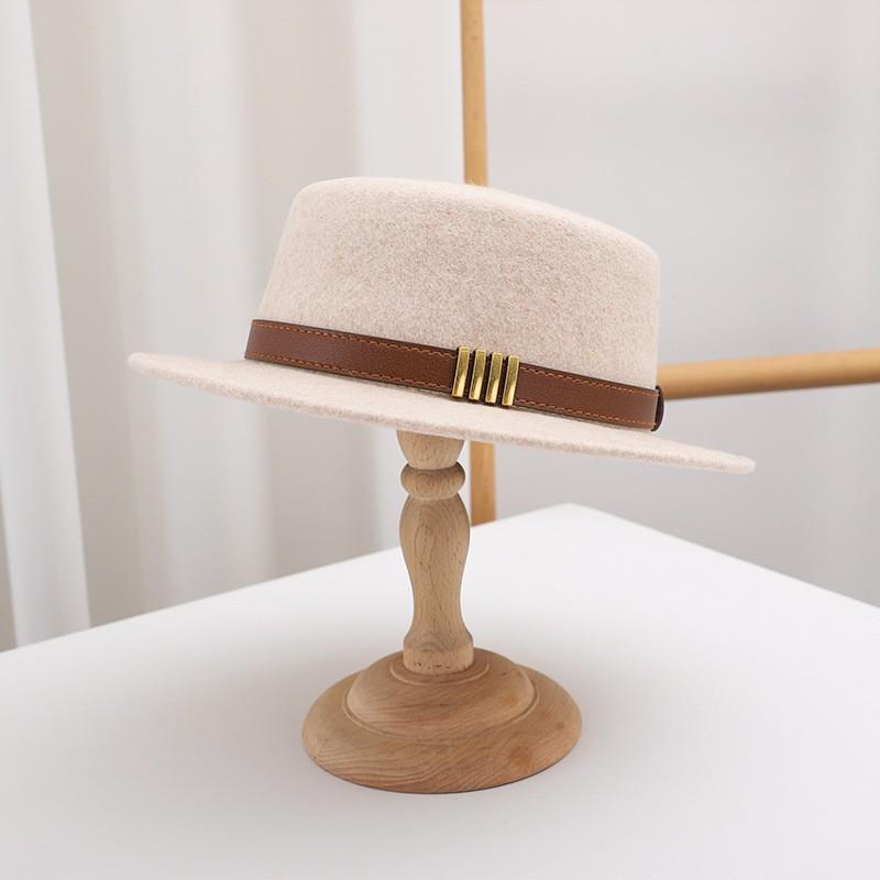 Womens Wool Felt Fedora Hat With Wide Brim Vintage Hepburn Style Winter Warm Fashion Cap