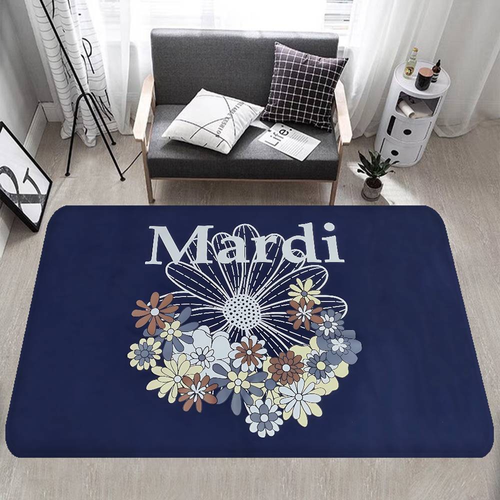 Designer Trendy Brands M-Mardi Fashion Logo Floor Mat Cheaper Anti-slip Modern Living Room Balcony Printed Bedside Mats