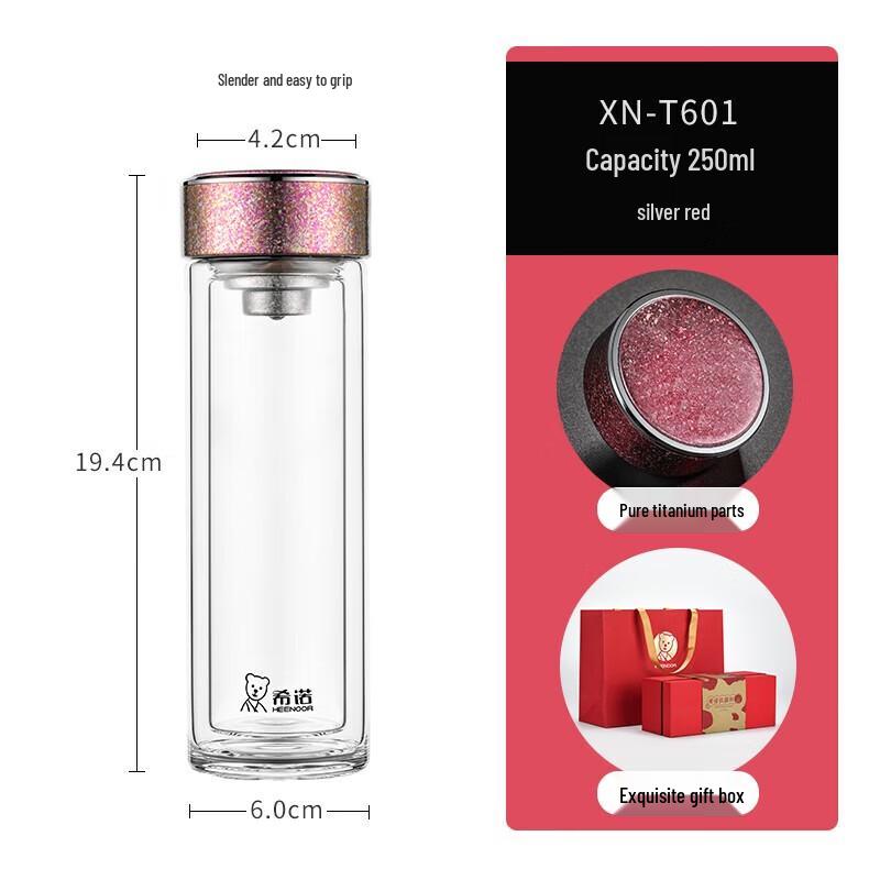 CENO Titanium Filter Double-Wall Borosilicate Glass Tea Tumbler