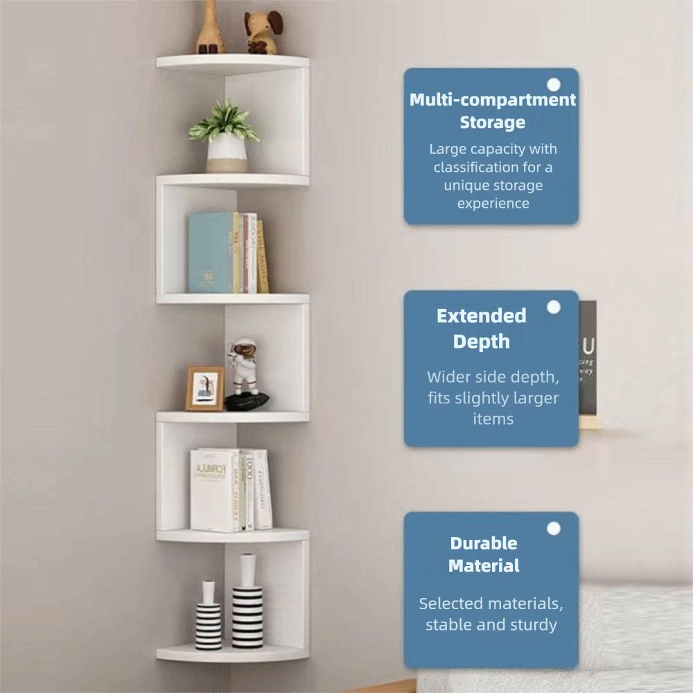 Compact Design Triangular Corner Shelf Space Saving Layered Bookshelf  Bedroom