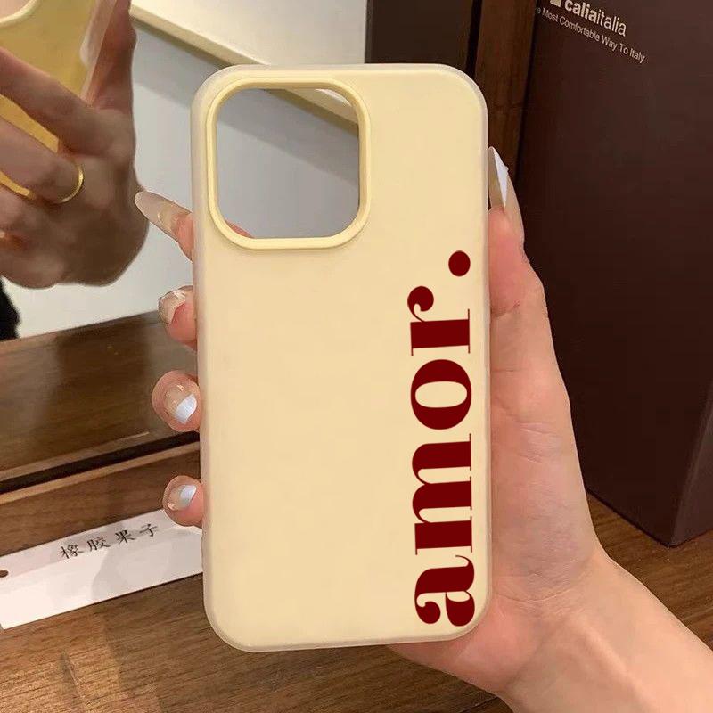 Rote "Amor." Buchstaben-Print Personalisierte Handyhülle Für iPhone 17 16 Pro Max 15 14 Plus 13 12 11 XS XR 16E 17 Air 2-in-1 Weiche Hülle