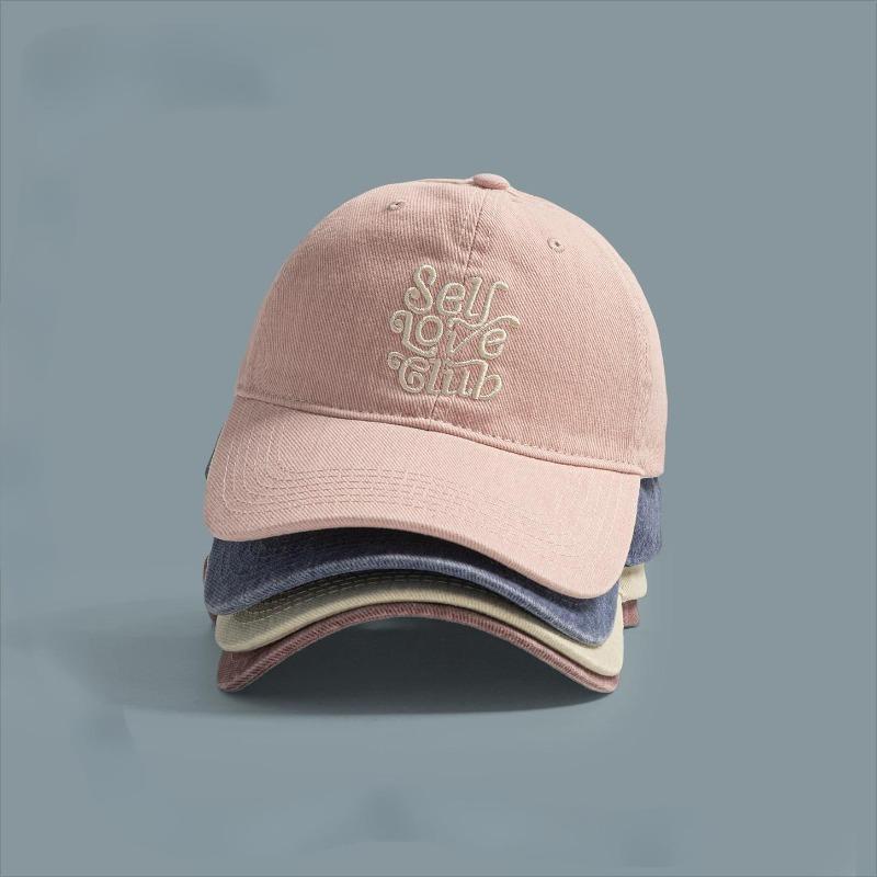 25 early autumn new dopamine letter embroidered denim baseball cap washed old cap
