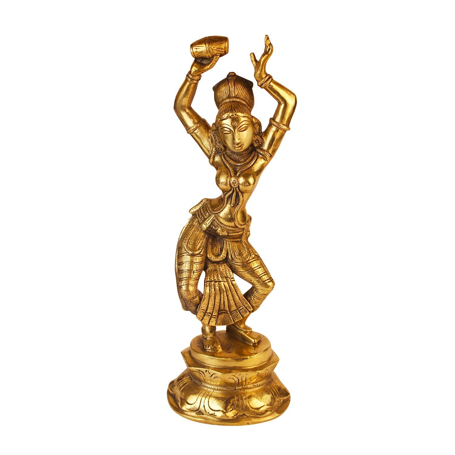 

Pure Brass Dancing Apsara Lady Statue, Idol Showpiece For Home Decor - 12 Inch