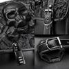 Kantige Totenkopf Motorrad Satteltasche Synthetisches Leder Werkzeugtasche mit Gothic-Stil & Geräumigem Innenraum für Motorräder