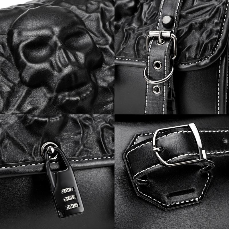 Kantige Totenkopf Motorrad Satteltasche Synthetisches Leder Werkzeugtasche mit Gothic-Stil & Geräumigem Innenraum für Motorräder