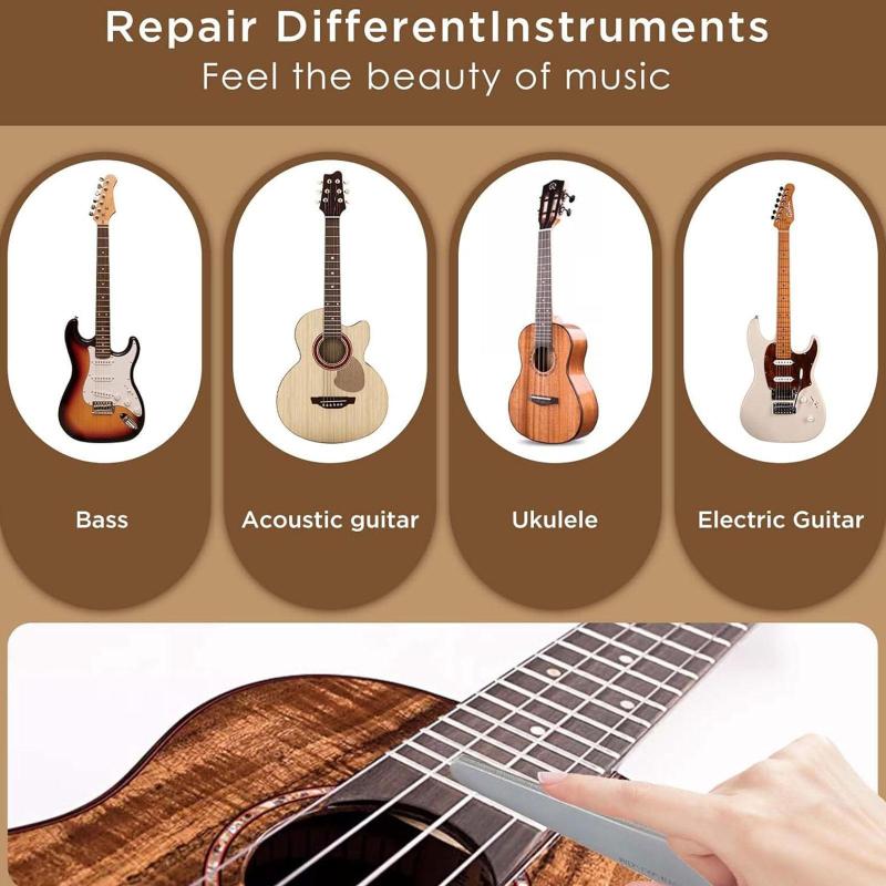 Double-Sided Guitar Fret File Luthier Tool for Grinding Crowning Fret Leveling with Clean Brush Guitar Fret Tools