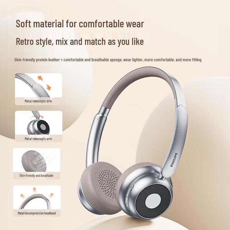 Philips Retro Wireless Bluetooth Over-Ear Headphones