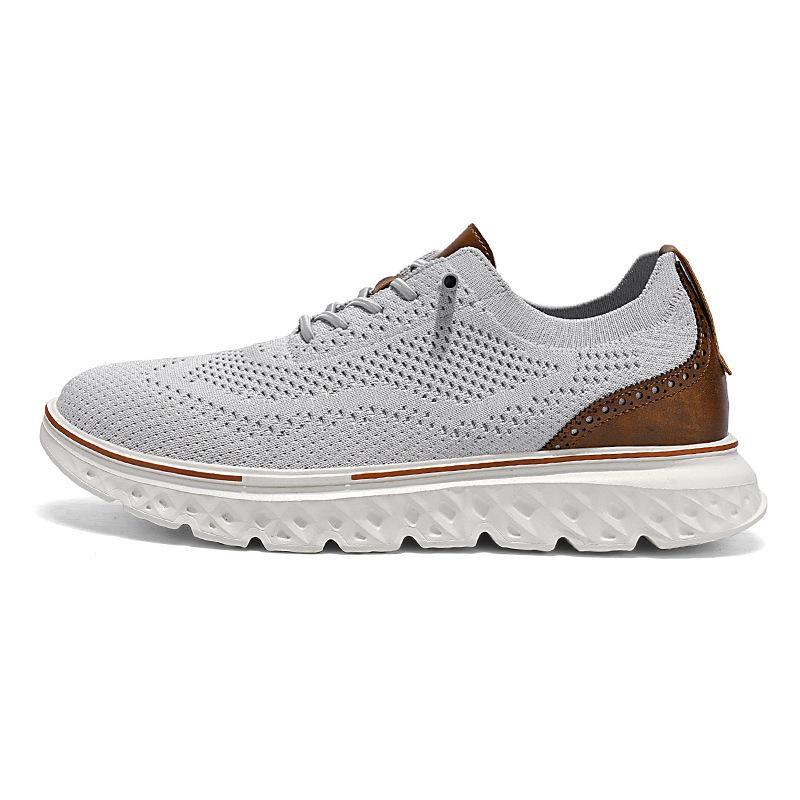Large size casual and lightweight fly-woven hollow breathable running sneakers 39 серый