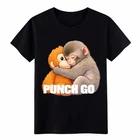 

Vintage Streetwear PUNCH GO Monkey Print Tee-Plush Hug Graphic Unisex T-Shirt XL