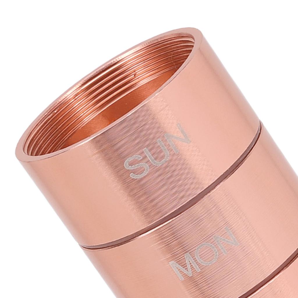 Metal Weekly Travel Medicine Organizer Portable Waterproof 7 Days Aluminum Alloy Tablets Box with Lanyard Rose Gold