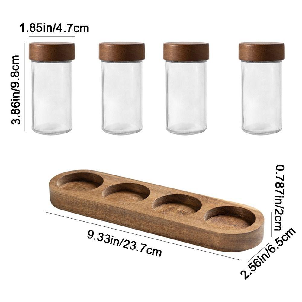4PCS Moisture-proof Glass Seasoning Jars Transparent Salt Seasoning Organizer Seasoning Container