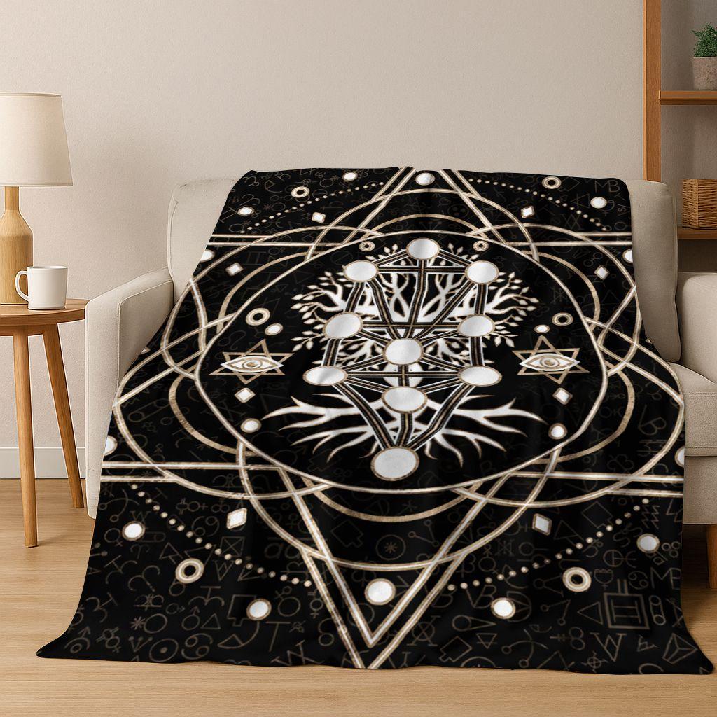 Nordycki Symbol Wojownika Wikingów Valhalla Valknut Runa Koc Flanelowy, Przytulny Miękki Koc Rzutowy do Domu Sypialni Łóżka Pokrowiec na Sofę Prezent