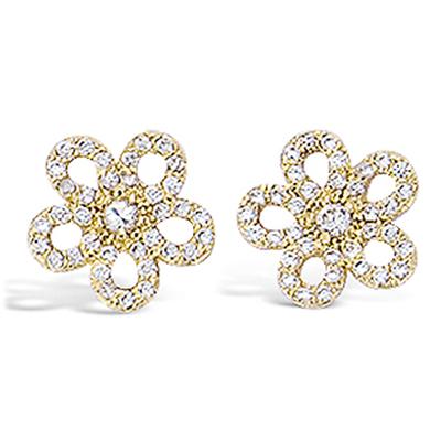 [L7024] - Gold Plated 'Flora' White Gold Earrings - 10 Mm