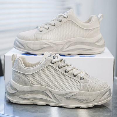 Chaussures d'été pour hommes nouvelles chaussures blanches en maille respirante chaussures tendance polyvalentes à plateforme chaussures sales chaussures décontractées de papa