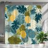 Pineapple & Monstera Illustration Shower Curtain 1Pc With 12 Hooks For Bathroom Home Decor Polyester 70.8X70.8 Inch