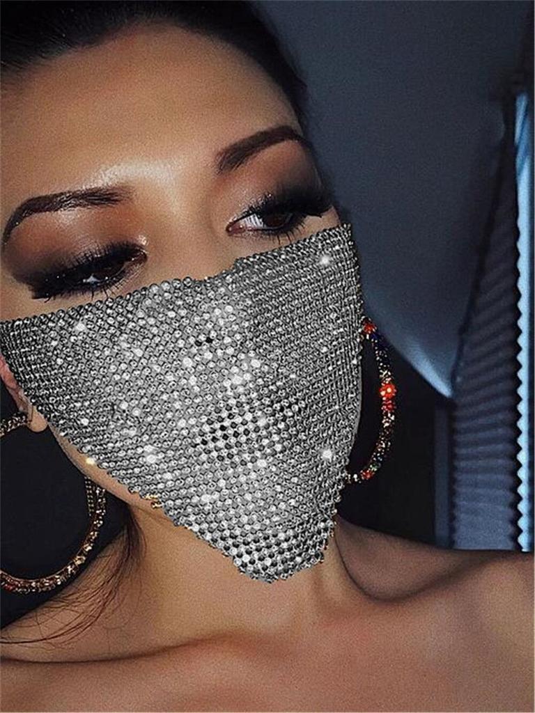 1Pc Rhinestone Decorative Mask –Sparkly Metal Party Mask for Women,Glitter Masquerade Face Cover,Club Carnival Costume Accessory