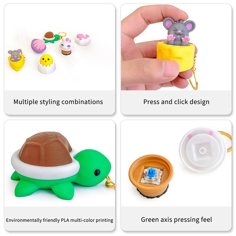 Animal Rabbit Button Cute Cat Claw 3d Printing Decompression Test Axis Device Decompression Keychain Pendant Creative Relief Toy