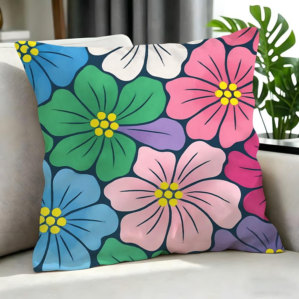 Art RRetro Pop Color Daisy Allover Print Cushion Cover Cushion Cover Set Pcs x x x Pillowcase Decorative Sofa Home