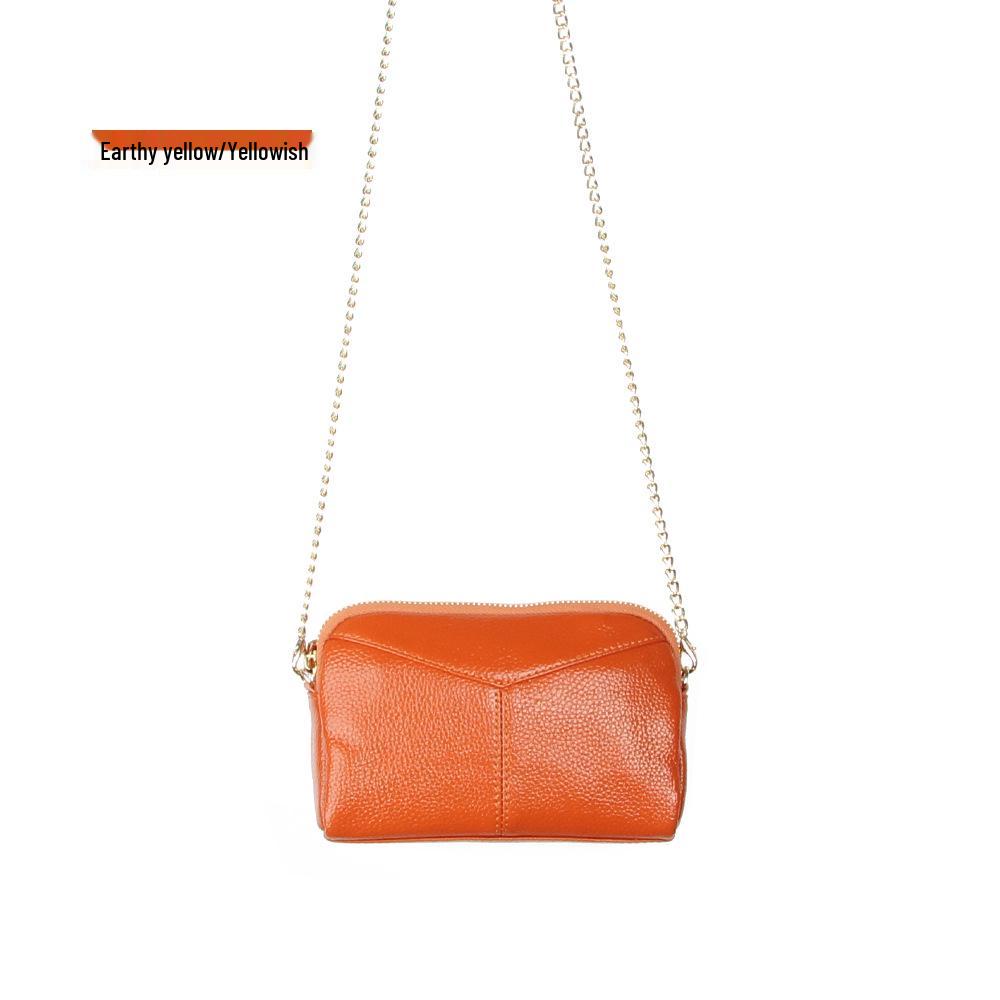Genuine Leather Women's Korean Style Shoulder Bag - Large Capacity Crossbody with Zipper and Simple Stitching