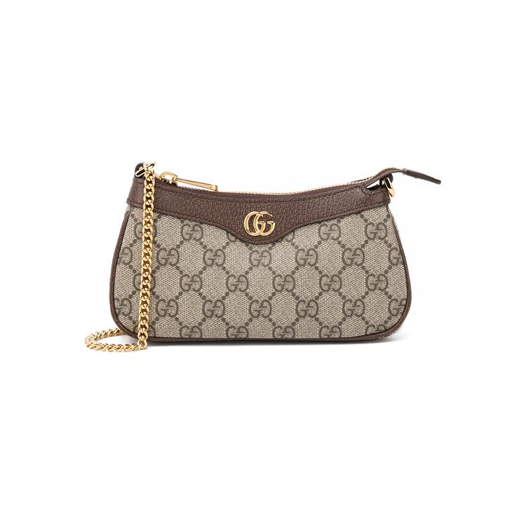 Gucci Ophidia Double G Logo Zipper Closure Canvas And Leather Mahjong Bag Women Shoulder Bag Beige Ebony 764960-K9GSG-8367