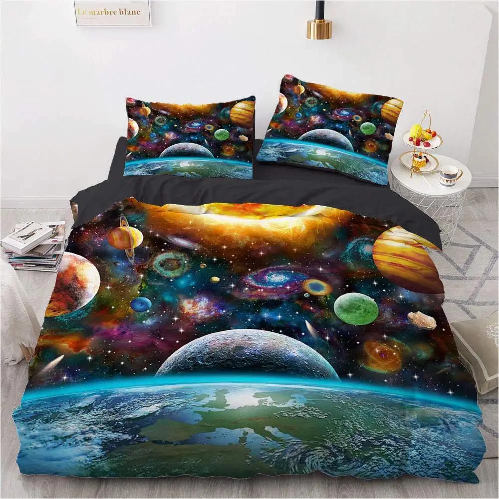 

Starry Sky Night Duvet Cover Set Full Queen SizeCute Star Bedding Sets Black Galaxy Comforter Cover Set with Pillowcases 2/3pcs 70x133cm 2pcs