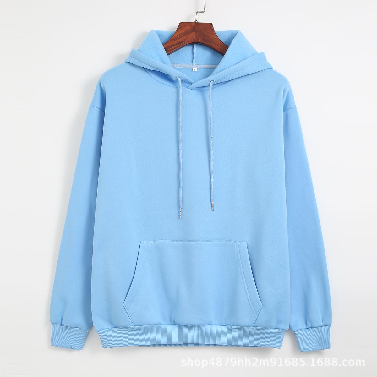 

European Code Light Board Sweater Men s and Women s Solid Color Sweater Printing Loose Casual Hoodie Sports 3XL світло-синій колір