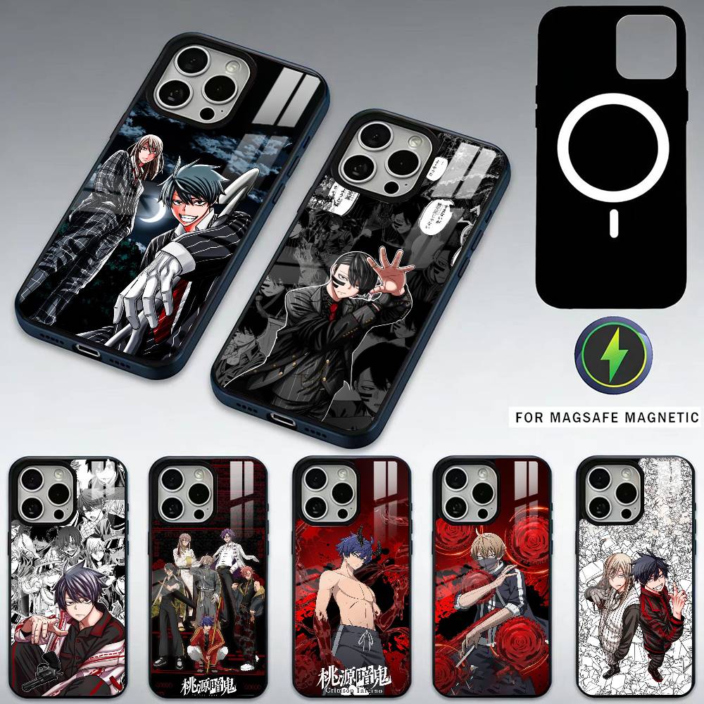 T-Tougen Anime A-Anki Handyhülle Für iPhone17,16,15,14,13,12,11 Plus,Pro Max Magnetisch Für Magsafe Kabelloses Laden