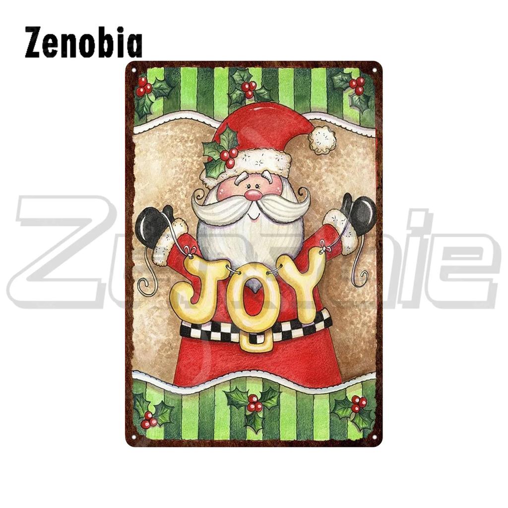 Christmas Metal Sign Santa Claus and Snowman Vintage Tin Sign Metal Plate Holiday Merry Christmas New Year Home Wall Decoration