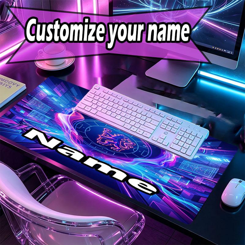 Custom Name Personalized Chelsea Football Club Pattern Mousepad, Laptop PC Desk Mat, Decorative Desk Mat for Home Keyboard Pad Gift