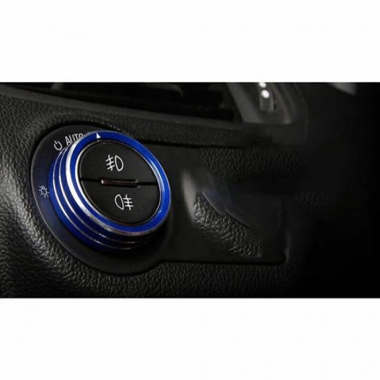 For Buick Envision 2016-2020 Blue Alloy Headlight Switch Control Knob Ring Trim