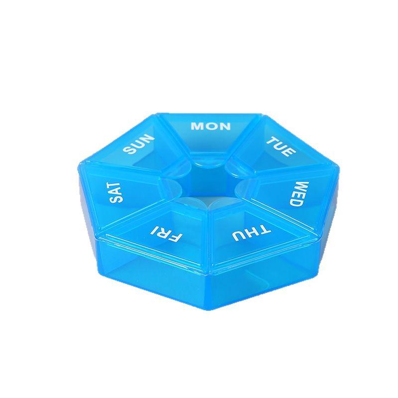 Compact Octagonal 7-Grid Transparent Pill Organizer - Dustproof, Portable, and Colorful