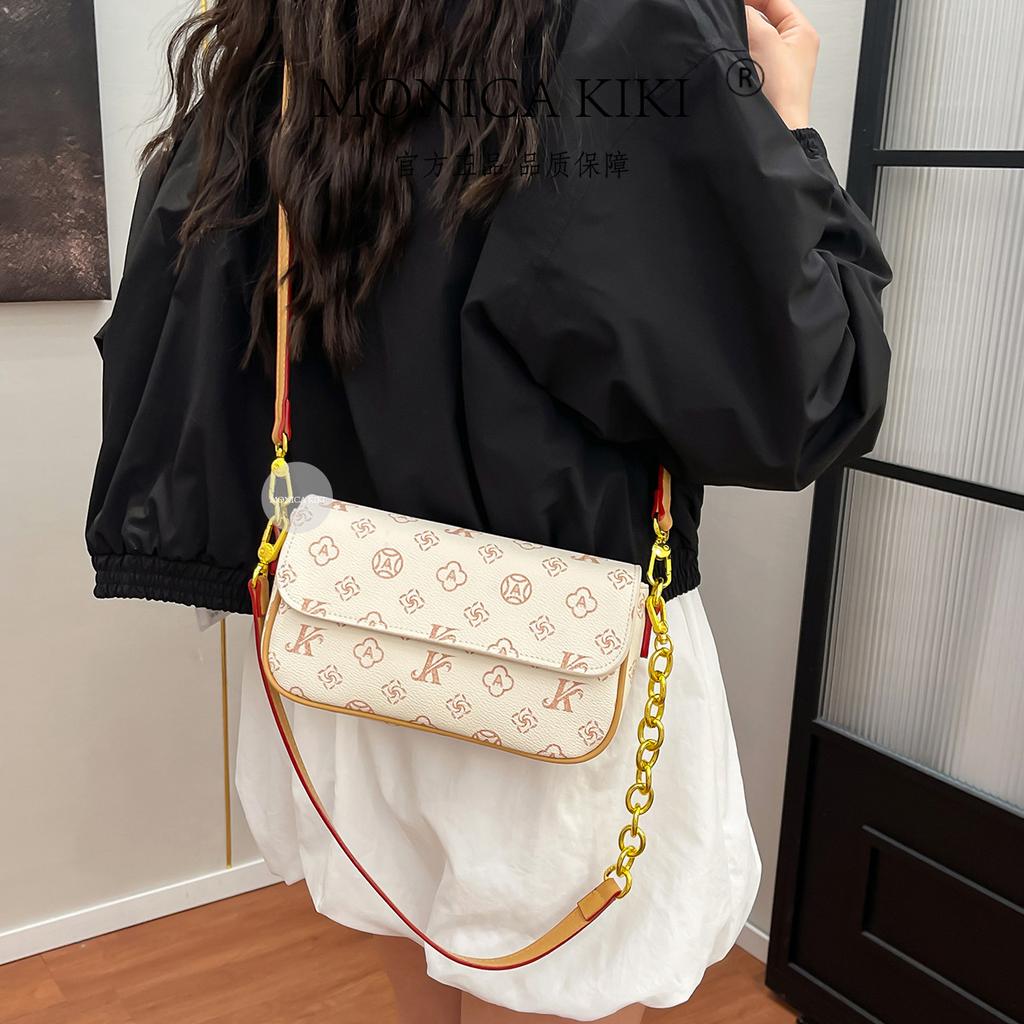 Monica Qiqi Women's Bag 2025 New High-end Fashion Versatile Retro Underarm Bag One Shoulder Crossbody Handbag