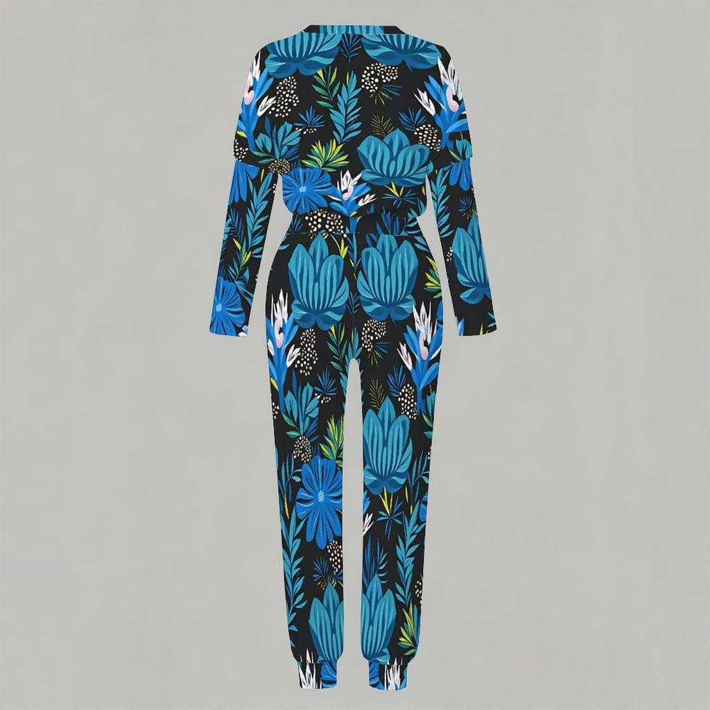 Female Oversized Long Sleeve Top And Elastic Waist Trousers Two Piece Outfit For Daily Leisure Activities
